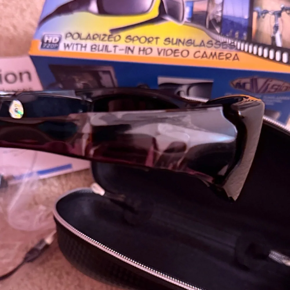 Black Polarized Sport Sunglasses with HD Camera